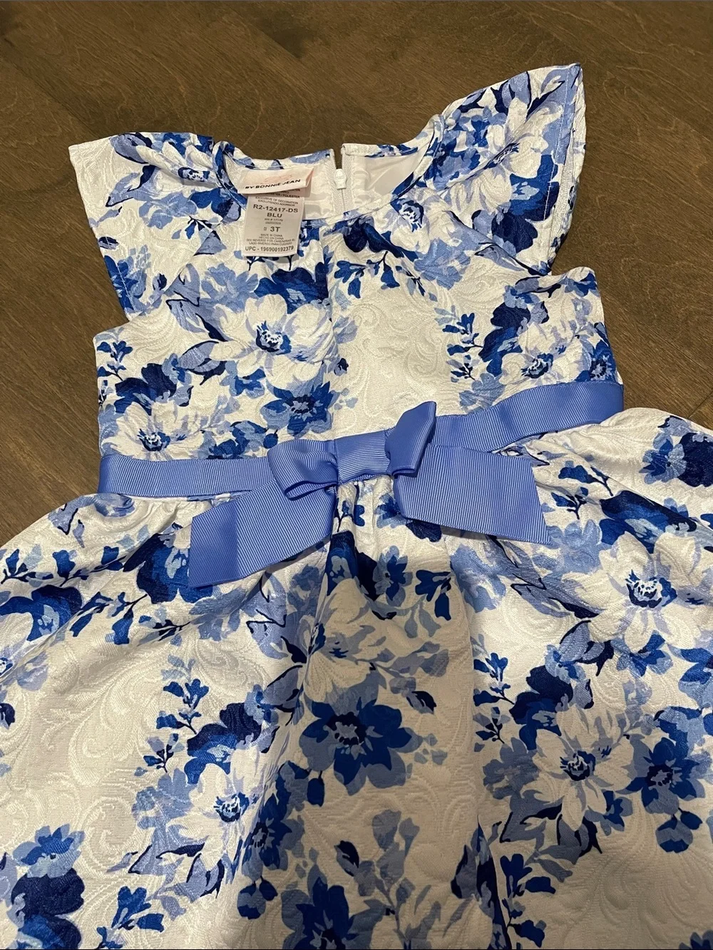 Blue Floral Bow Kids Dress Size 3T